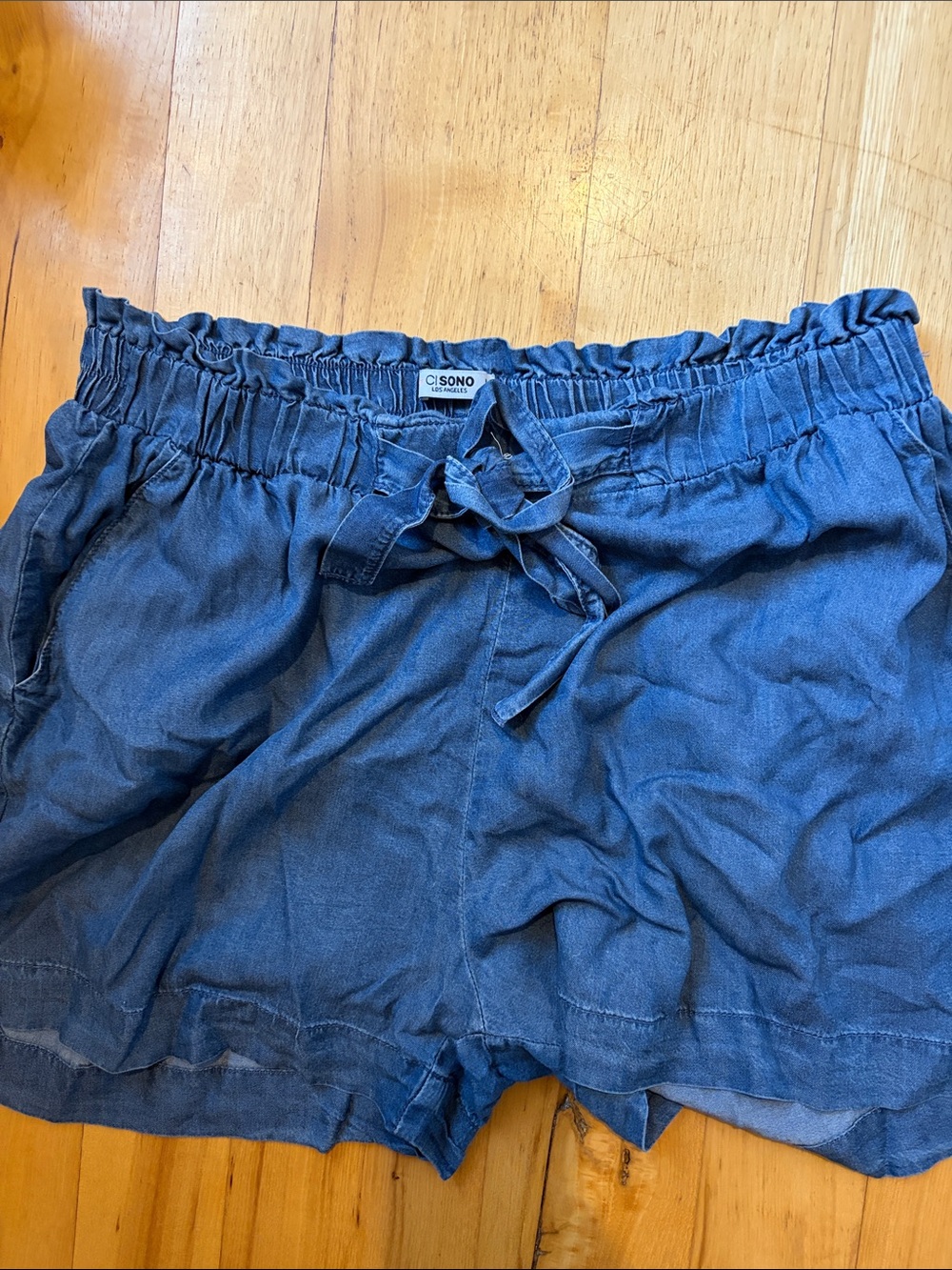 Women's Jean Look Blue Drawstring Shorts